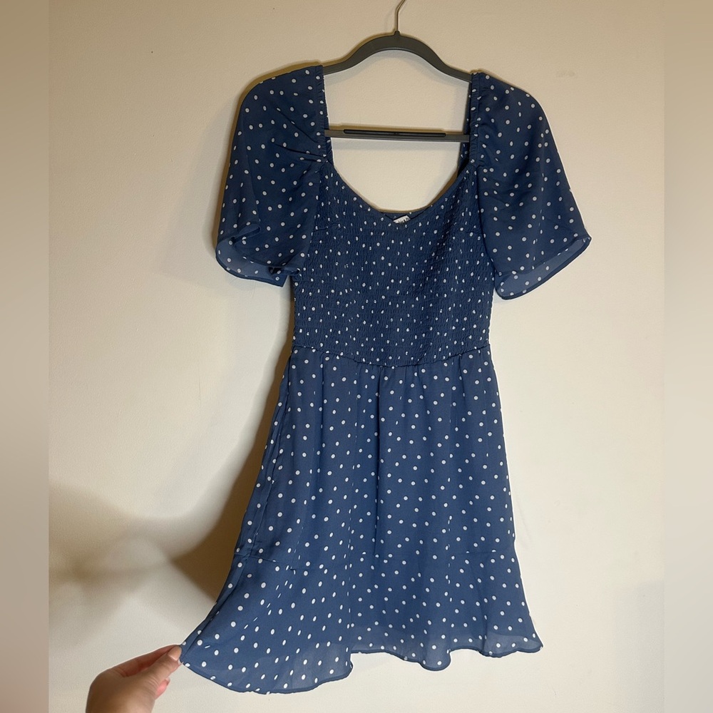 Abercrombie & Fitch Blue Polka Dot Mini Dress with Pockets